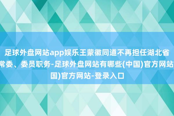 足球外盘网站app娱乐王蒙徽同道不再担任湖北省委秘书、常委、委员职务-足球外盘网站有哪些(中国)官方网站-登录入口